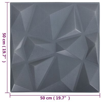 vidaXL Panneaux muraux 3D 48 pcs 50x50 cm gris diamant 12 m²