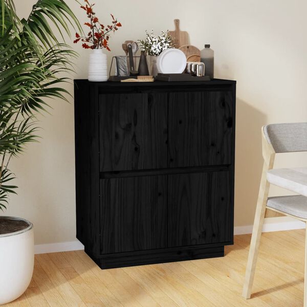 vidaXL Buffet Noir 60x34x75 cm Bois massif de pin