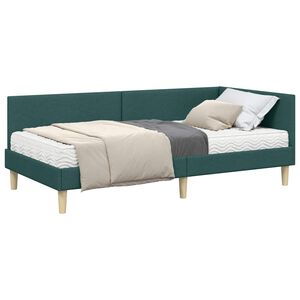 vidaXL Cadre de lit d'angle avec matelas Autre 2 pcs Vert tissu