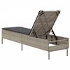 vidaXL Chaise longue avec coussin gris clair r&eacute;sine tress&eacute;e