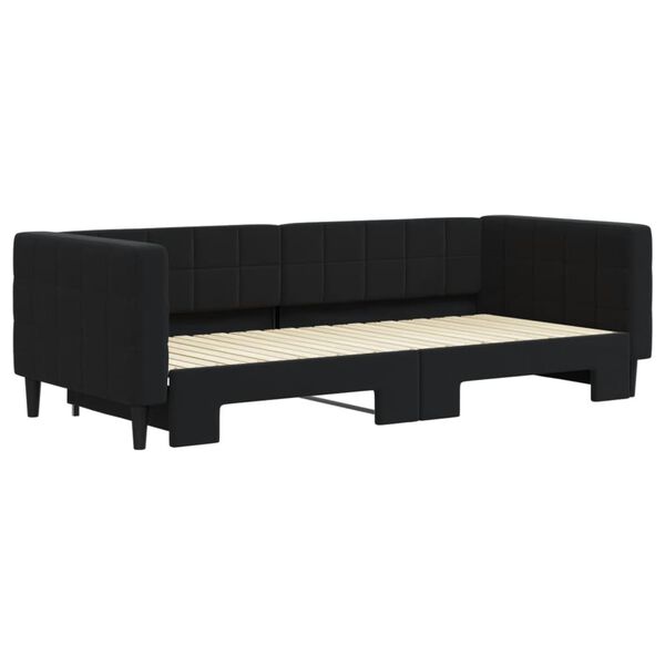 vidaXL Lit de jour avec gigogne sans matelas noir 90x200 cm