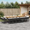 vidaXL Ensemble &agrave; manger de jardin 17 pcs coussins noir r&eacute;sine tress&eacute;e