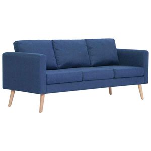 vidaXL Canap&eacute; &agrave; 3 places Tissu Bleu