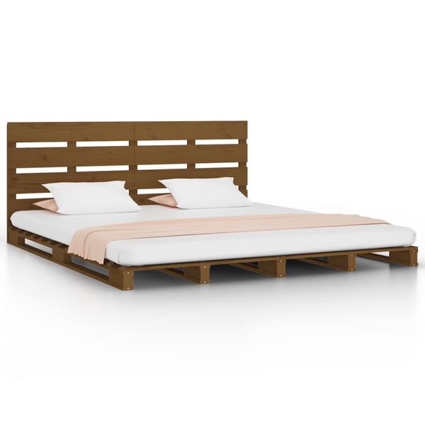 vidaXL Cadre de lit Marron miel 120x190cm Bois pin massif Petit Double