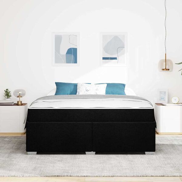 vidaXL Cadre de lit avec matelas Noir 180 x 200 cm tissu