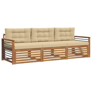 vidaXL Ensemble de canap&eacute;s d'ext&eacute;rieur 3 pcs Naturel et Beige