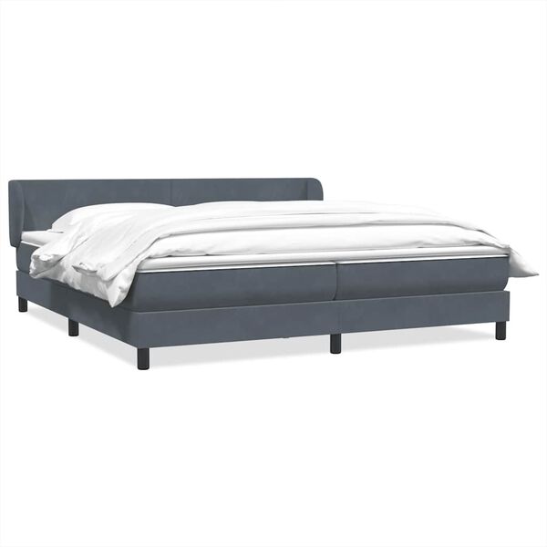 vidaXL Sommier &agrave; lattes de lit et matelas gris fonc&eacute; 200x210cm velours