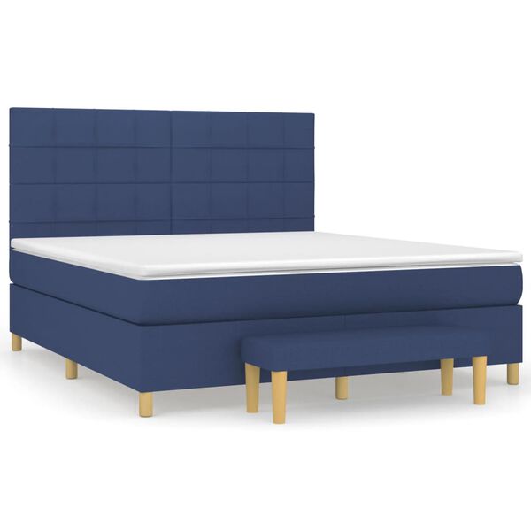 vidaXL Sommier &agrave; lattes de lit avec matelas Bleu 160x200 cm Tissu