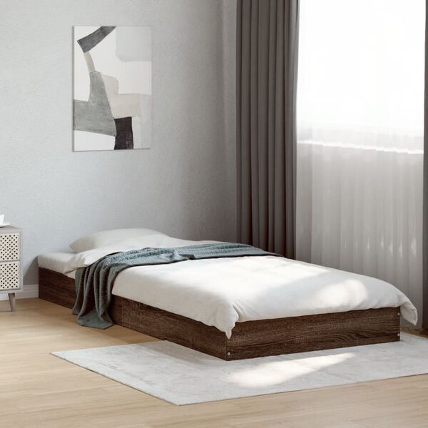 vidaXL Cadre de lit sans matelas ch&ecirc;ne marron 90x200cm bois ing&eacute;nierie