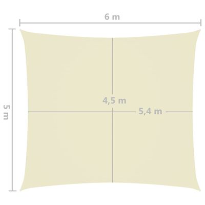 vidaXL Voile de parasol tissu oxford rectangulaire 5x6 m crème