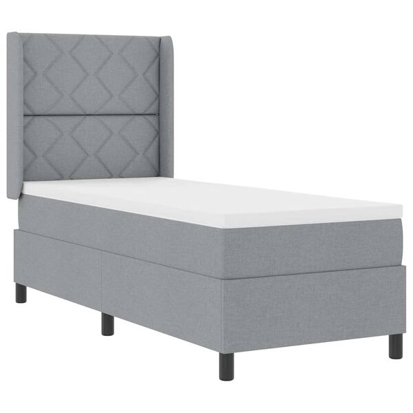 vidaXL Lit &agrave; ressorts avec matelas Gris clair 80 x 200 cm tissu