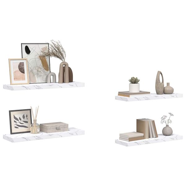 vidaXL &Eacute;tag&egrave;re Murale 4 pcs Marbre blanc 90 x 23,5 x 4 cm