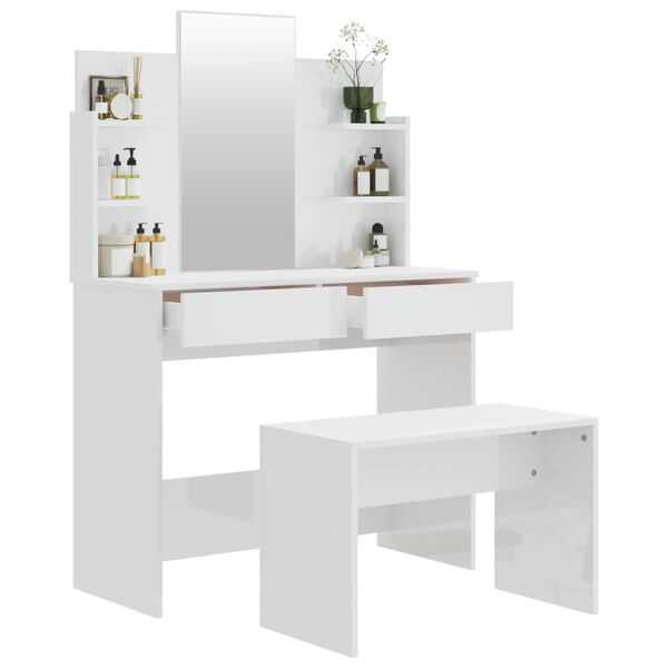 vidaXL Ensemble de coiffeuse Blanc brillant 96x40x142 cm