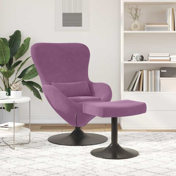 vidaXL Chaise &OElig;uf avec Pouf Violet 63 x 73 x 90 cm Velours