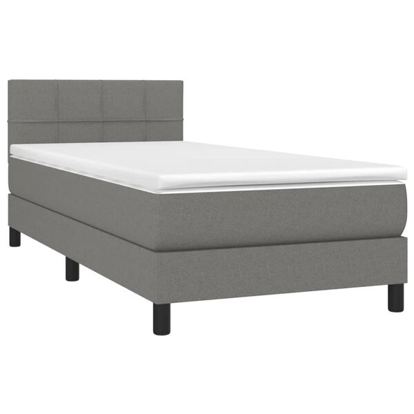 vidaXL Sommier à lattes de lit et matelas et LED Gris foncé 100x200 cm