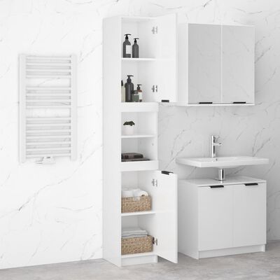 vidaXL Armoire de salle de bain Blanc brillant 32x34x188,5 cm