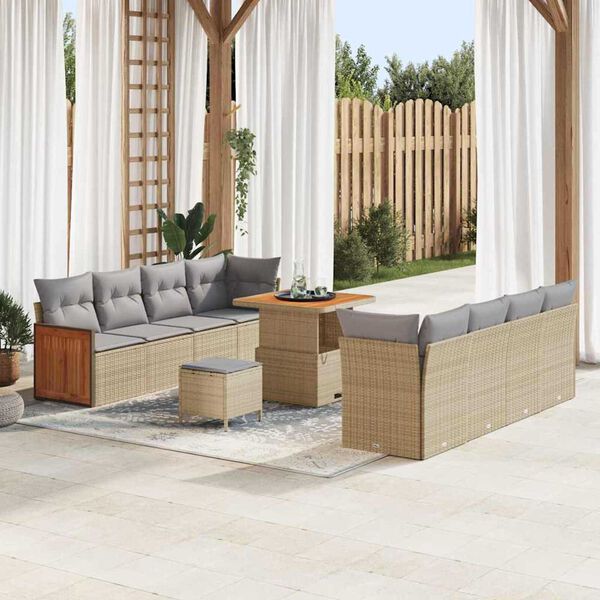 vidaXL Ensemble de canap&eacute; de jardin 12 pcs Beige et Gris clair