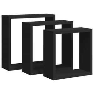 vidaXL &Eacute;tag&egrave;res murales sous forme de cube 3 pcs Noir MDF