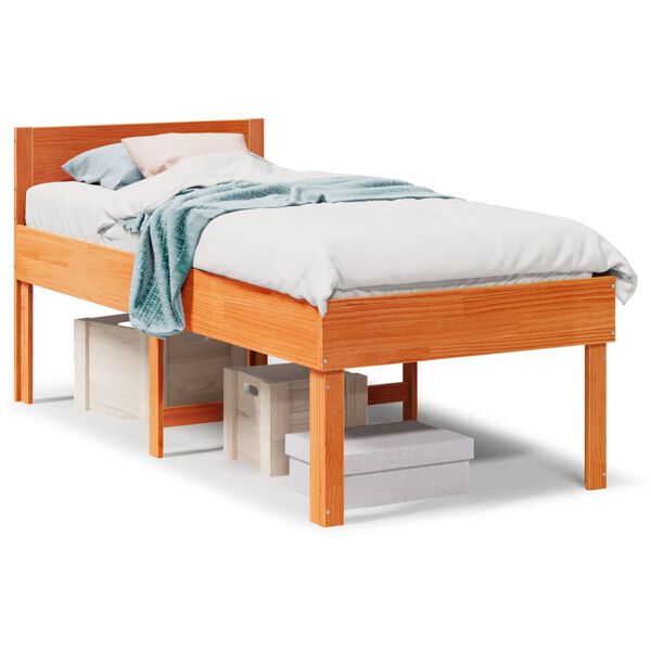 vidaXL Cadre de lit sans matelas cire marron 75x190 cm bois pin massif