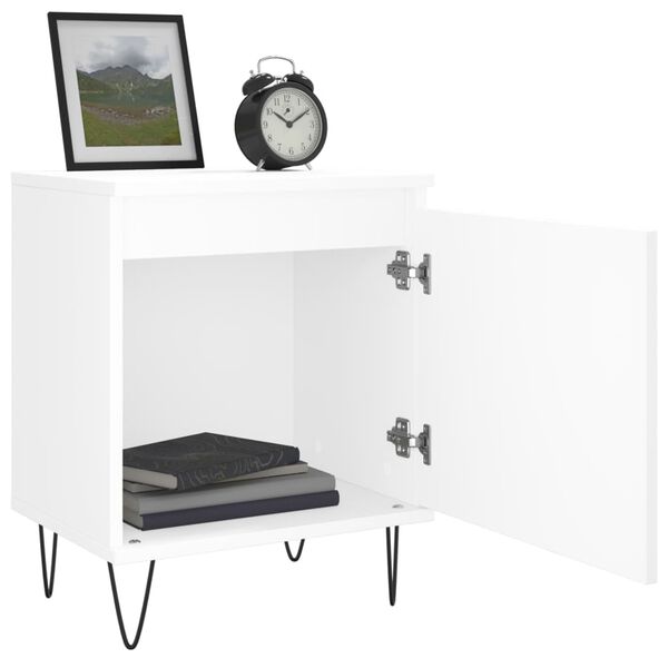 vidaXL Tables de chevet 2 pcs blanc 40x30x50 cm bois d'ing&eacute;nierie