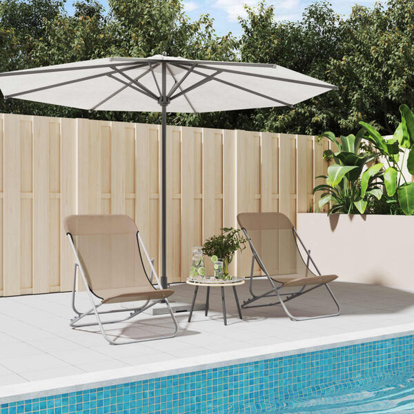 vidaXL Chaises plage pliantes lot de 2 textil&egrave;ne acier enduit poudre