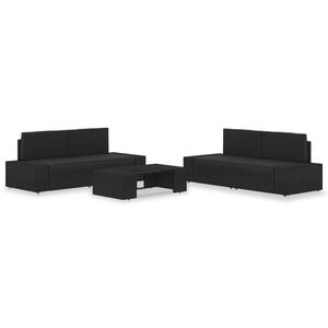 vidaXL Salon de jardin 5 pcs R&eacute;sine tress&eacute;e Noir