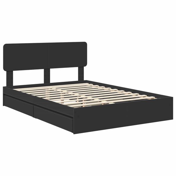 vidaXL Lit de Rangement Noir 150 x 200 cm Bois d'ing&eacute;nierie