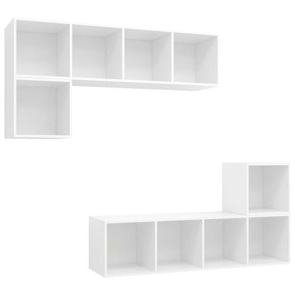 vidaXL Ensemble de meuble TV 4 pcs Blanc Bois d'ingénierie
