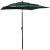 vidaXL Parasol de jardin à 3 niveaux avec mât en aluminium vert 2x2 m