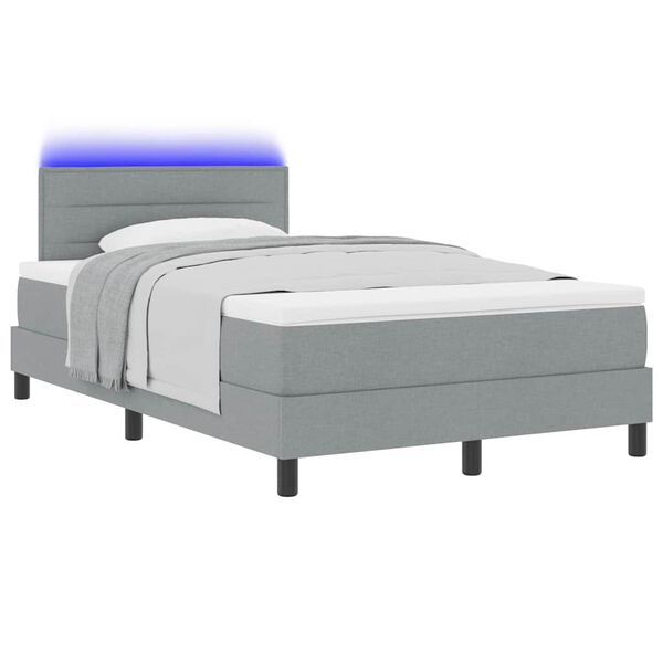vidaXL Lit &agrave; ressorts avec matelas Gris clair 120 x 200 cm tissu