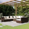 vidaXL Salon de jardin 9 pcs avec coussins Marron R&eacute;sine tress&eacute;e