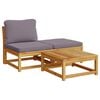 vidaXL Salon de jardin 3 pcs avec coussins bois massif d'acacia