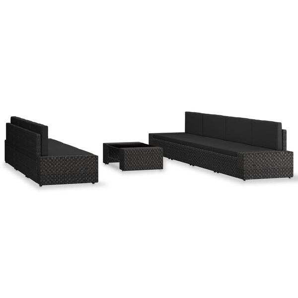 vidaXL Salon de jardin 8 pcs R&eacute;sine tress&eacute;e Noir