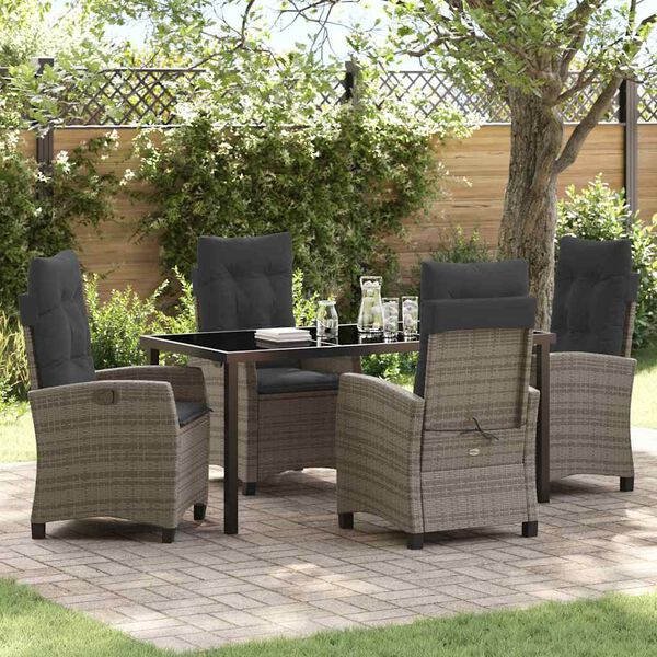 vidaXL Ensemble de salle &agrave; manger pour jardin 5 pcs Gris polyrotin