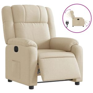 vidaXL Fauteuil inclinable &eacute;lectrique Cr&egrave;me Tissu