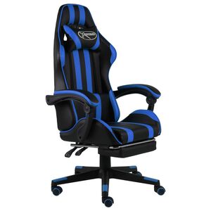 vidaXL Fauteuil de jeux vid&eacute;o avec repose-pied Noir et bleu Similicuir