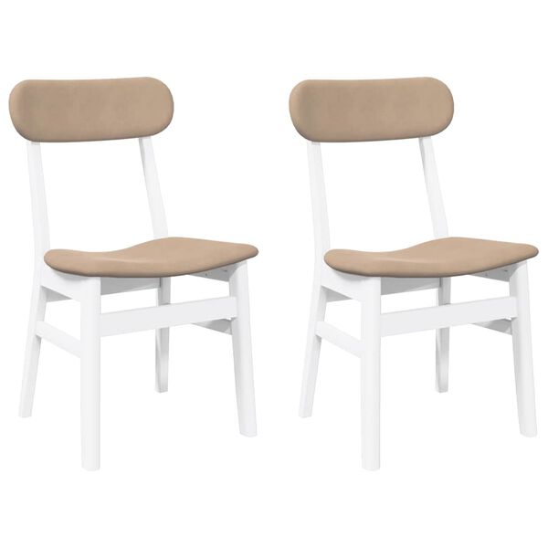 vidaXL Chaises &agrave; manger coussins 2 pcs blanc bois massif caoutchouc