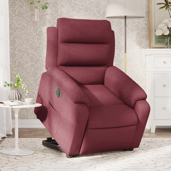 vidaXL Fauteuil inclinable &eacute;lectrique rouge bordeaux tissu