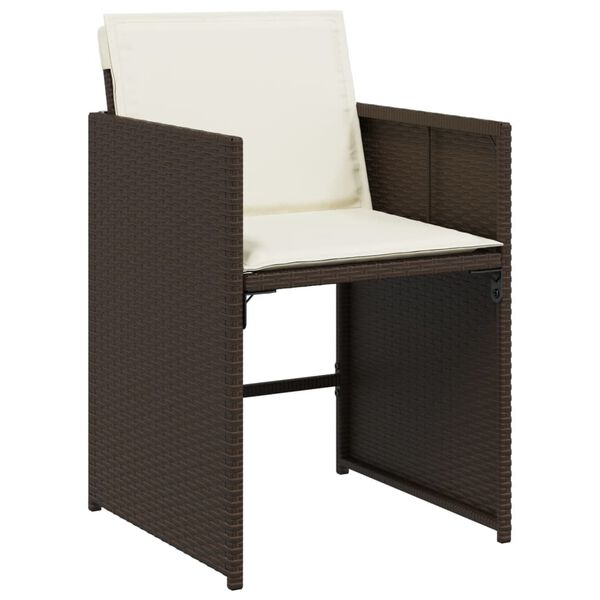 vidaXL Ensemble &agrave; manger de jardin avec coussins 15 pcs marron rotin