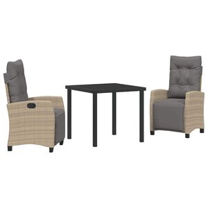 vidaXL Ensemble de salle &agrave; manger pour jardin 3 pc Beige polyrotin