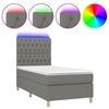 vidaXL Sommier &agrave; lattes de lit et matelas et LED Gris fonc&eacute; 90x190cm