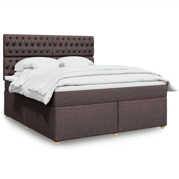 vidaXL Sommier &agrave; lattes de lit avec matelas Marron fonc&eacute; 180x200 cm
