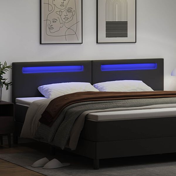 vidaXL T&ecirc;te de lit LED Noir 200 cm Cuir synth&eacute;tique