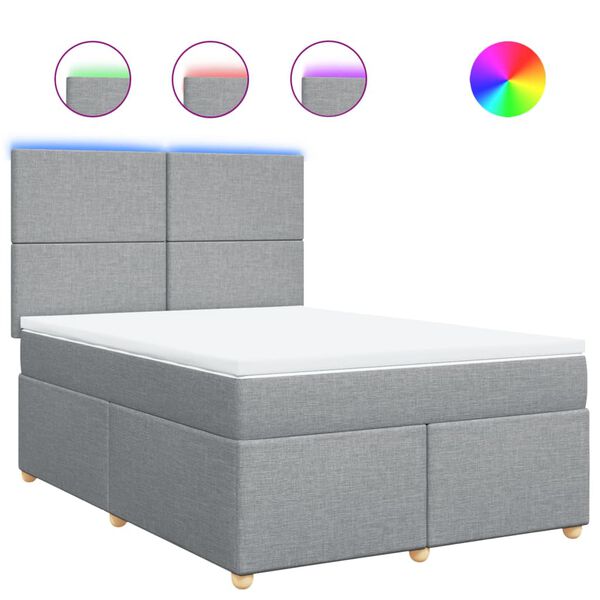 vidaXL Sommier &agrave; lattes de lit avec matelas Gris clair 140x200cm Tissu