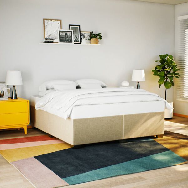vidaXL Cadre de lit sans matelas cr&egrave;me 180x200 cm tissu