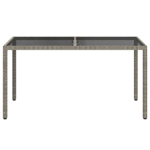 vidaXL Table de jardin 150x90x75 cm Verre tremp&eacute; et poly rotin Gris