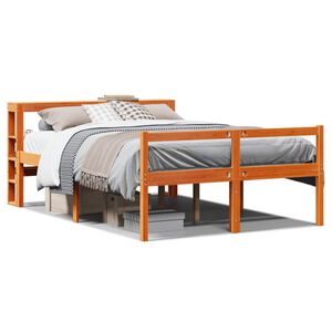 vidaXL Cadre de lit et t&ecirc;te de lit sans matelas cire marron 150x200 cm
