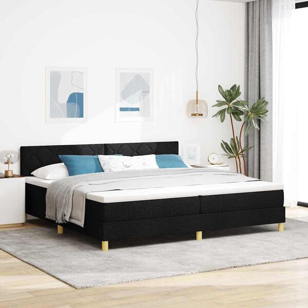 vidaXL Lit &agrave; ressort LED avec matelas avec LED Noir 200 x 200 cm tissu