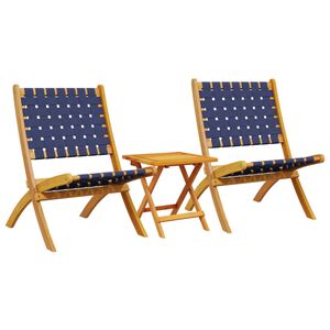 vidaXL Ensemble de 2 chaises pliantes avec table en bois massif bleu fonc&eacute;