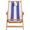 vidaXL Chaise de plage pliable bleu et blanc bois d'eucalyptus/tissu